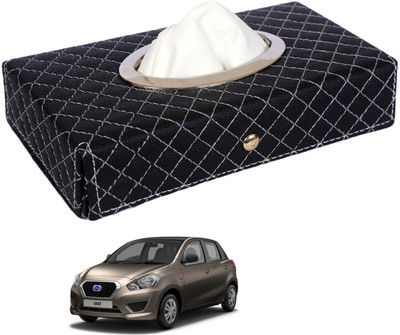 MOCKHE Cross-Black Tissue Box Leatherette-632 Vehicle Tissue Dispenser(Black)