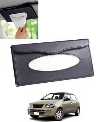 MSNP Universal Leatherite Rectangle Black Tissue Box For Car/office/Home-15 Vehicle Tissue Dispenser(Black)