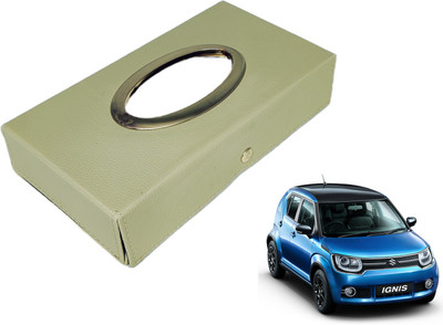 MOCKHE Chrom-Beige Tisue Box Leatherete-706 Vehicle Tissue Dispenser(Beige)