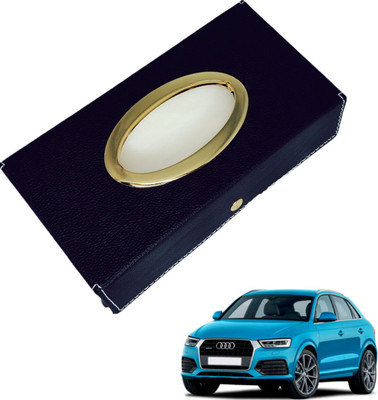MOCKHE Chrom-Black Tisue Box Leatherete-360 Vehicle Tissue Dispenser(Black)