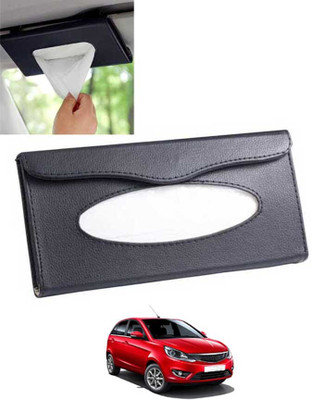 CCMM Universal Leatherite Black Rectangle Tissue Paper Box/Dispencer For Car-38 Vehicle Tissue Dispenser(Black)