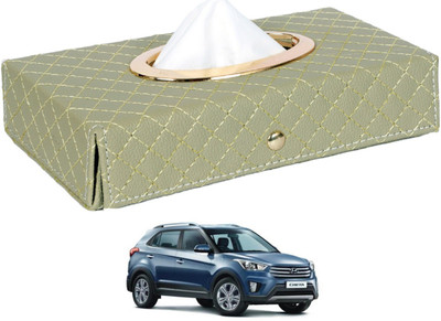 MOCKHE Cross-Beige Tissue Box Leatherette-419 Vehicle Tissue Dispenser(Beige)
