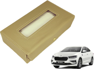 MOCKHE Basic-Beige Tissue Box Leatherette-477 Vehicle Tissue Dispenser(Beige)