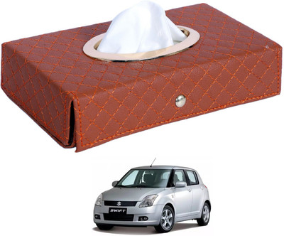 MOCKHE Cross-Tan Tissue Box Leatherette-323 Vehicle Tissue Dispenser(Grey)