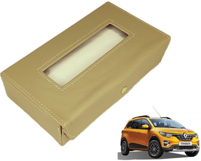 MOCKHE Basic-Beige Tissue Box Leatherette-421 Vehicle Tissue Dispenser(Beige)