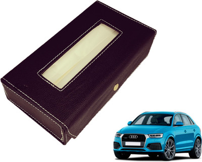 MOCKHE Basic-Black Tissue Box Leatherette-156 Vehicle Tissue Dispenser(Black)