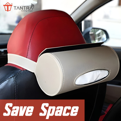 TANTRA Car Tissue Holder, Car Napkin Paper Holder PU Leather, Mask Holder Beige Vehicle Tissue Dispenser(Beige)