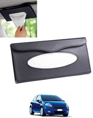 MSNP Universal Leatherite Rectangle Black Tissue Box For Car/office/Home-125 Vehicle Tissue Dispenser(Black)