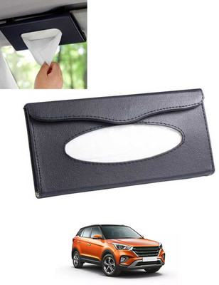MSNP Universal Leatherite Rectangle Black Tissue Box For Car/office/Home-71 Vehicle Tissue Dispenser(Black)