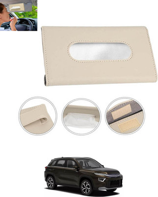 CCMM Universal Leatherite Beige Rectangle Tissue Paper Box/Dispencer For Car-283 Vehicle Tissue Dispenser(Beige)