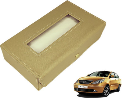 MOCKHE Basic-Beige Tissue Box Leatherette-357 Vehicle Tissue Dispenser(Beige)