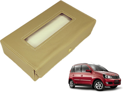 MOCKHE Basic-Beige Tissue Box Leatherette-385 Vehicle Tissue Dispenser(Beige)