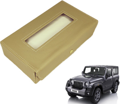 MOCKHE Basic-Beige Tissue Box Leatherette-366 Vehicle Tissue Dispenser(Beige)