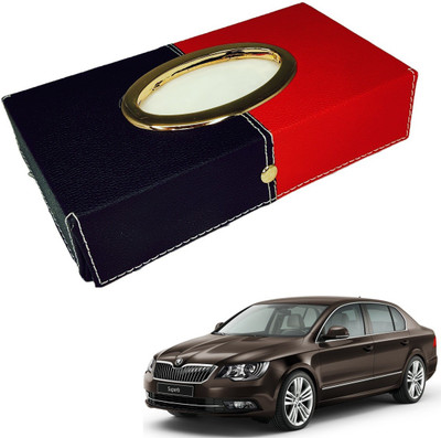 MOCKHE Chrom-Black-Red Tisue Box Leatherete-483 Vehicle Tissue Dispenser(Black, Red)