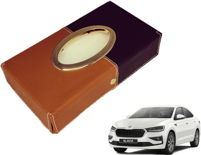 MOCKHE Chrom-Black-Tan Tisue Box Leatherete-245 Vehicle Tissue Dispenser(Black, Grey)