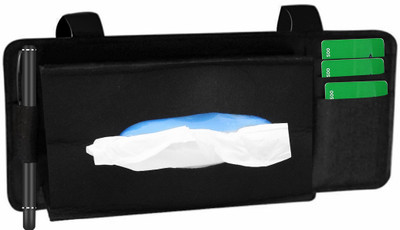 HASTHIP Car Organizer Sun Visor Organizer Felt Clip On Tissue Paper Box Multi Vehicle Tissue Dispenser(Black)