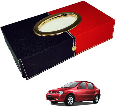 MOCKHE Chrom-Black-Red Tisue Box Leatherete-851 Vehicle Tissue Dispenser(Black, Red)
