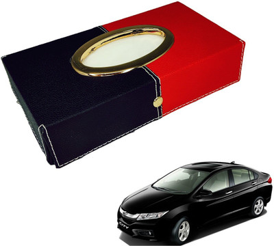 MOCKHE Chrom-Black-Red Tisue Box Leatherete-229 Vehicle Tissue Dispenser(Black, Red)