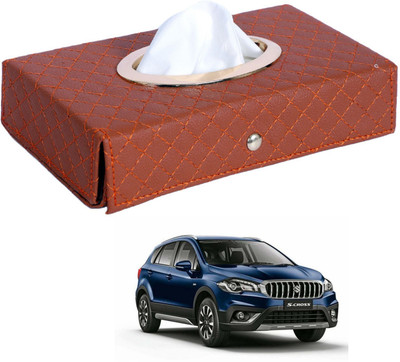 MOCKHE Cross-Tan Tissue Box Leatherette-308 Vehicle Tissue Dispenser(Grey)