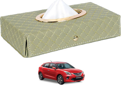 MOCKHE Cross-Beige Tissue Box Leatherette-456 Vehicle Tissue Dispenser(Beige)