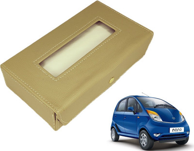 MOCKHE Basic-Beige Tissue Box Leatherette-364 Vehicle Tissue Dispenser(Beige)