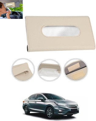 ABJD Leatherite Universal Beige Rectangle Tissue Holder For Office,Home,Car-62 Vehicle Tissue Dispenser(Beige)