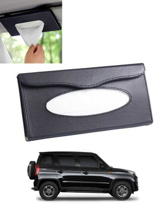 MSNP Universal Leatherite Rectangle Black Tissue Box For Car/office/Home-35 Vehicle Tissue Dispenser(Black)