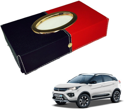 MOCKHE Chrom-Black-Red Tisue Box Leatherete-351 Vehicle Tissue Dispenser(Black, Red)