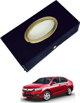 MOCKHE Chrom-Black Tisue Box Leatherete-649 Vehicle Tissue Dispenser(Black)