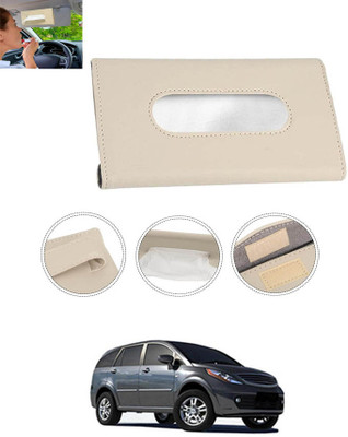 monolive Beige Leatherite Rectangle Shape Fancy Design Tissue Dispencer For Car-166 Vehicle Tissue Dispenser(Beige)