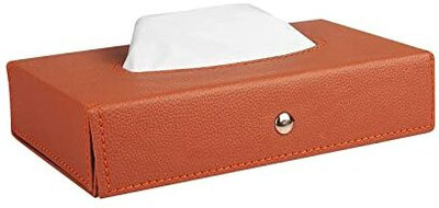 Autoxygen Car Leatherite Tissue Paper Dispenser Box Tan Orange with Sheets Vehicle Tissue Dispenser(Orange)