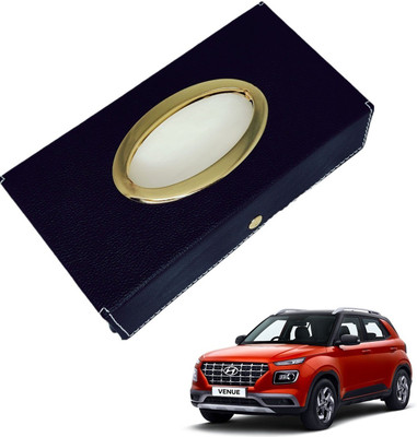 MOCKHE Chrom-Black Tisue Box Leatherete-543 Vehicle Tissue Dispenser(Black)