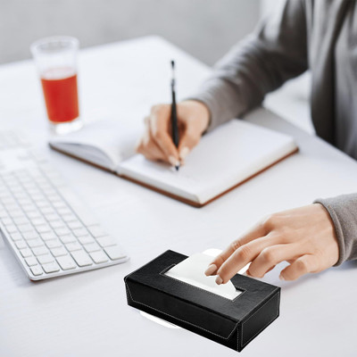 TECHEL Tissue Box/Napkin Box Holder/Tissue Paper Holder SZZ9 Vehicle Tissue Dispenser(Black)
