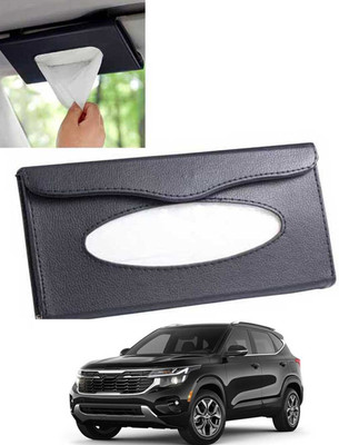 CCMM Universal Leatherite Black Rectangle Tissue Paper Box/Dispencer For Car-242 Vehicle Tissue Dispenser(Black)