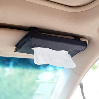 TANTRA Car Visor Tissue Holder, PU Leather, Mask Holder Vehicle Tissue Dispenser Vehicle Tissue Dispenser(Black)