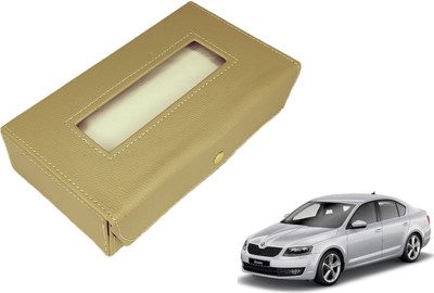 MOCKHE Basic-Beige Tissue Box Leatherette-369 Vehicle Tissue Dispenser(Beige)