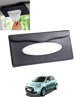 MSNP Universal Leatherite Rectangle Black Tissue Box For Car/office/Home-208 Vehicle Tissue Dispenser(Black)
