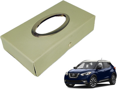 MOCKHE Chrom-Beige Tisue Box Leatherete-723 Vehicle Tissue Dispenser(Beige)
