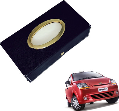 MOCKHE Chrom-Black Tisue Box Leatherete-418 Vehicle Tissue Dispenser(Black)