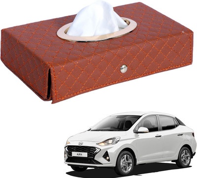 MOCKHE Cross-Tan Tissue Box Leatherette-154 Vehicle Tissue Dispenser(Grey)