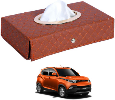 MOCKHE Cross-Tan Tissue Box Leatherette-255 Vehicle Tissue Dispenser(Grey)