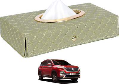 MOCKHE Cross-Beige Tissue Box Leatherette-502 Vehicle Tissue Dispenser(Beige)