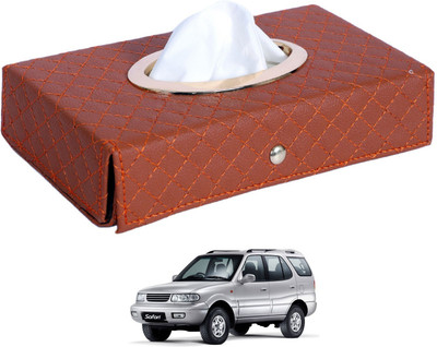 MOCKHE Cross-Tan Tissue Box Leatherette-297 Vehicle Tissue Dispenser(Grey)