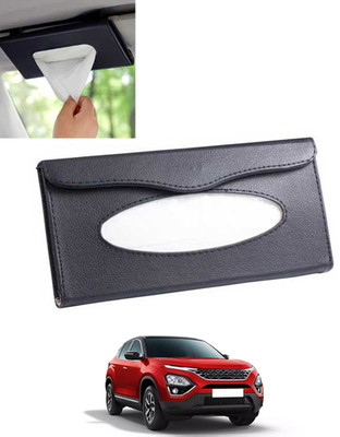 MSNP Universal Leatherite Rectangle Black Tissue Box For Car/office/Home-133 Vehicle Tissue Dispenser(Black)