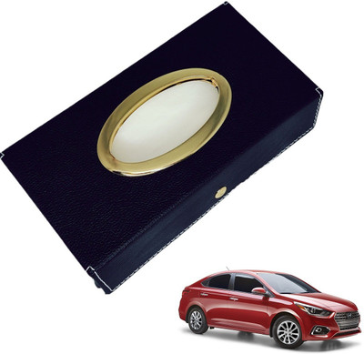 MOCKHE Chrom-Black Tisue Box Leatherete-544 Vehicle Tissue Dispenser(Black)