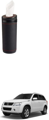 PRTEK PU Leather Plus ABS, Car Cylindrical Cup Holder Tissue forGrand Vitara XL 7 Vehicle Tissue Dispenser(Brown)