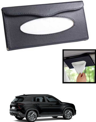 MATIES Universal Lightweight/Waterproof Leatherite Rectangle Black Tissue For Car-72 Vehicle Tissue Dispenser(Black)