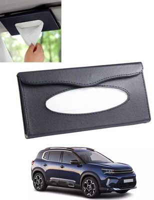 MSNP Universal Leatherite Rectangle Black Tissue Box For Car/office/Home-45 Vehicle Tissue Dispenser(Black)