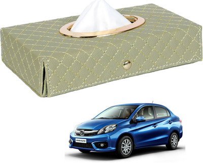 MOCKHE Cross-Beige Tissue Box Leatherette-381 Vehicle Tissue Dispenser(Beige)