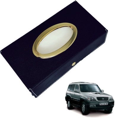 AUTYLE Chrom-Black Tissue Box Leatherette-183 Vehicle Tissue Dispenser(Black)